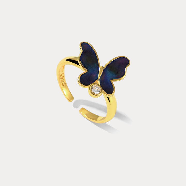 Selenichast thermochromic butterfly enamel ring