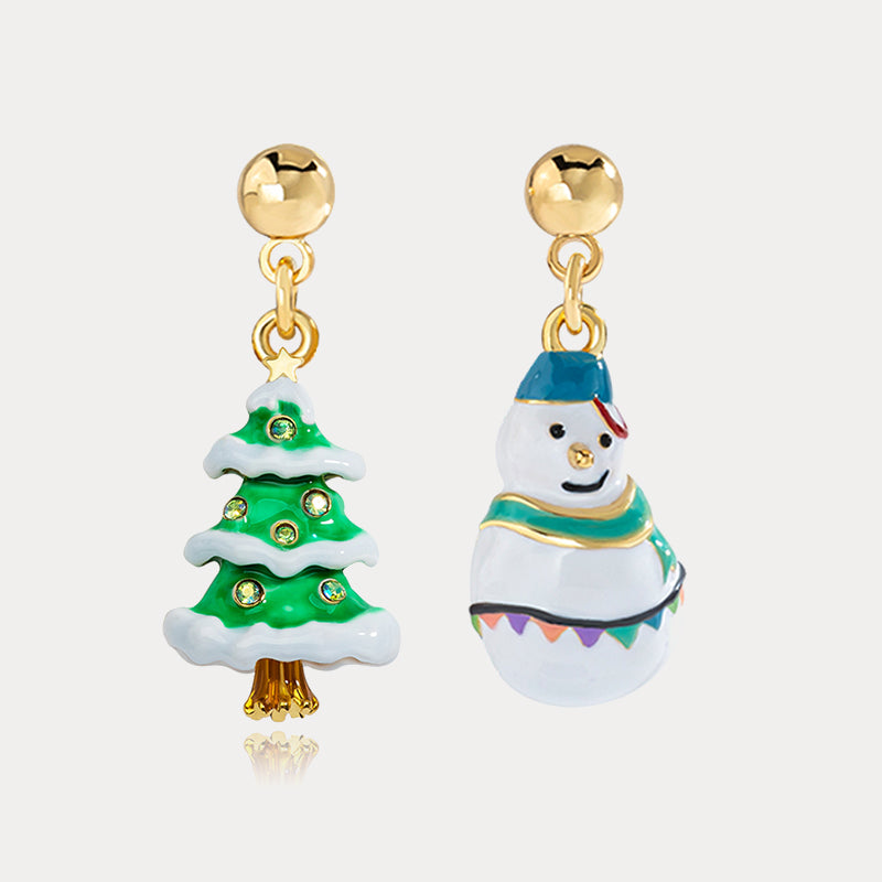 Selenichast Christmas Tree & Snowman Earrings