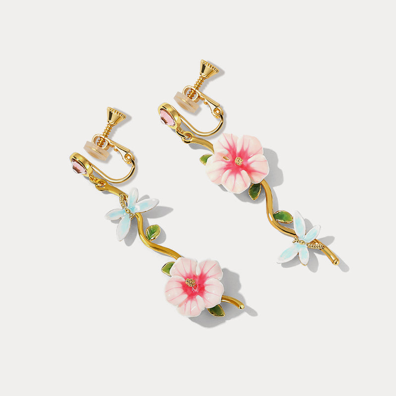 hibiscus clip-on earrings
