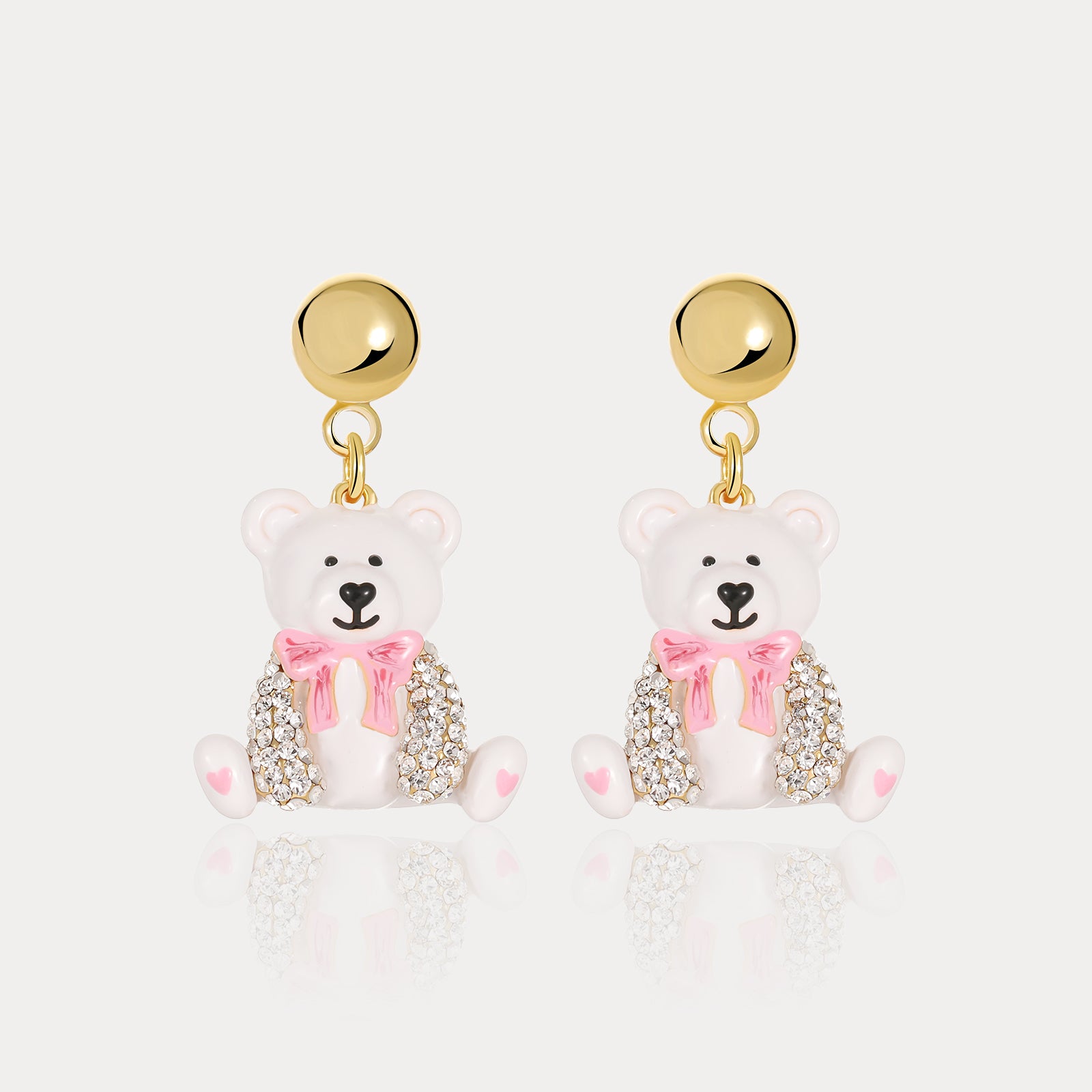 White Candy Bear Diamond Earrings