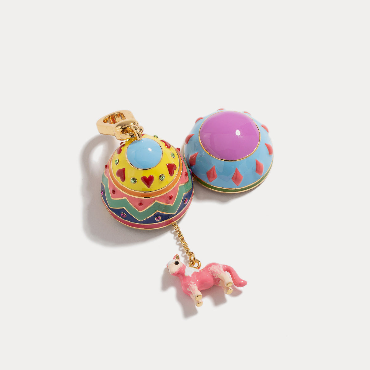 pink horse zodiac easter egg pendant