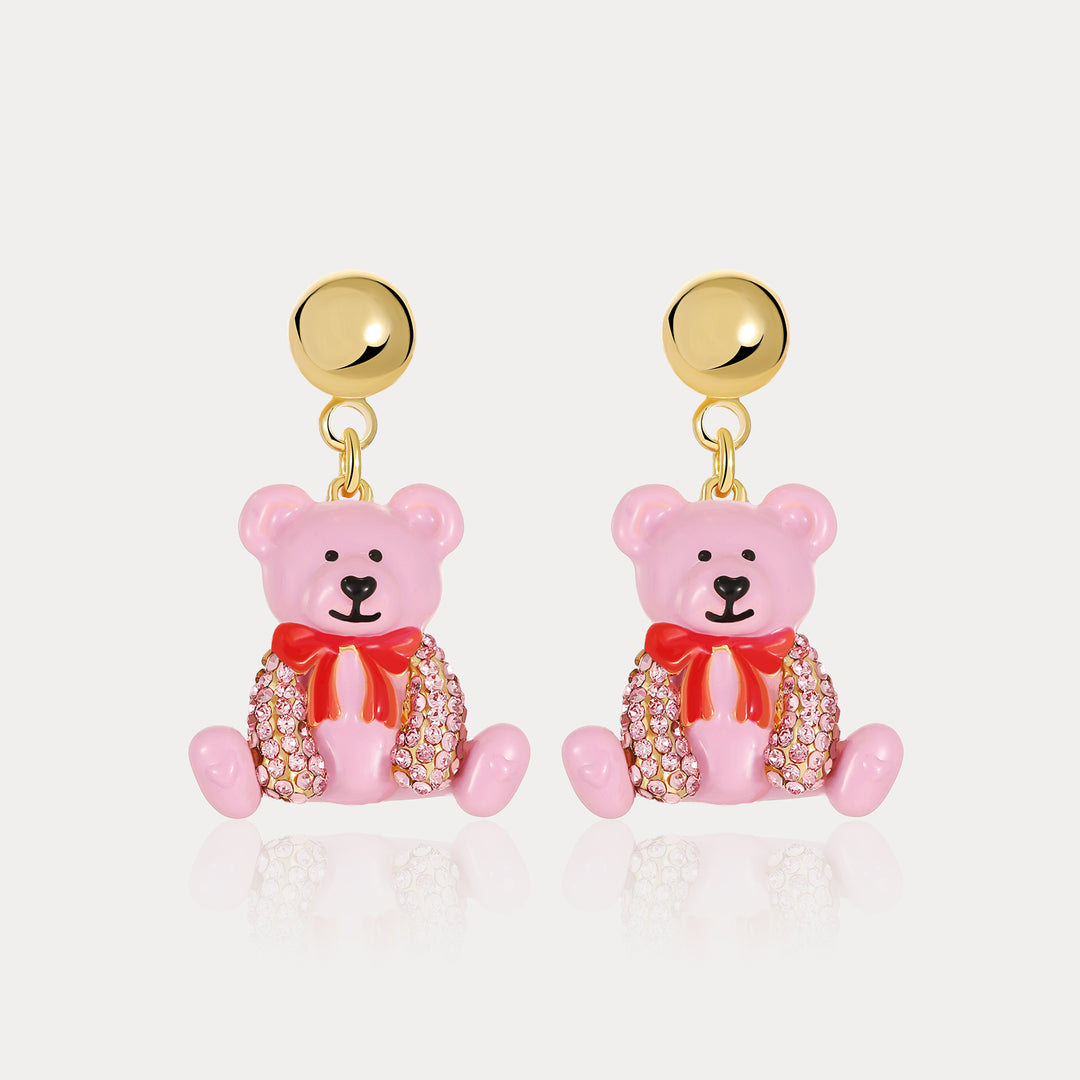 Cute Pink Candy Bear Earrings