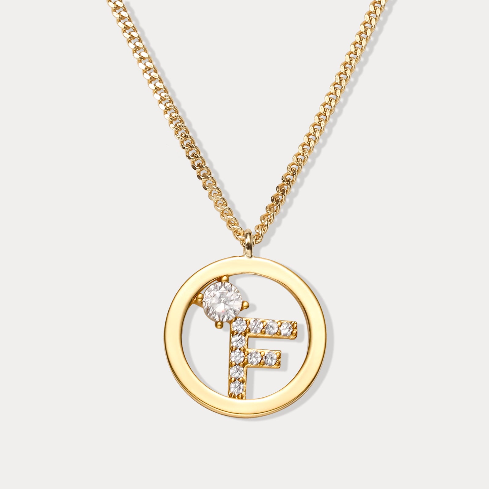 Diamond Letter F Chain Necklace