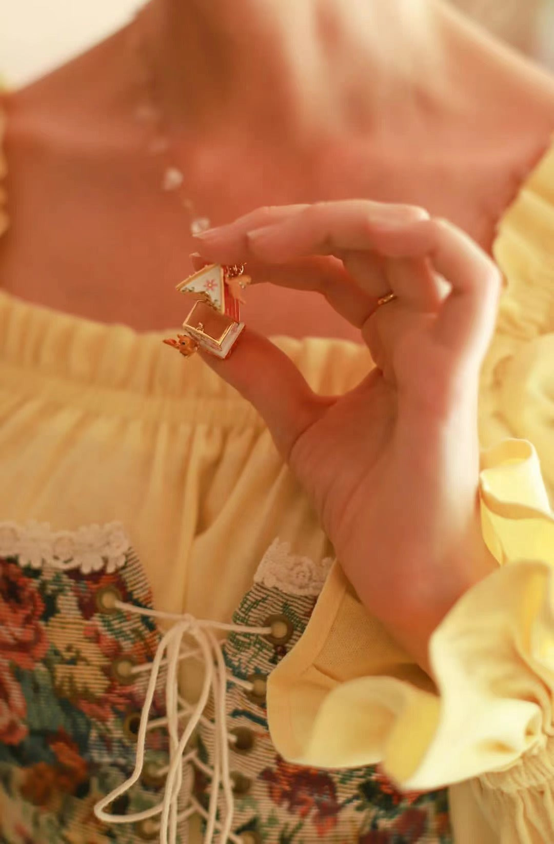 Squirrel Hut Long Pendant Necklace