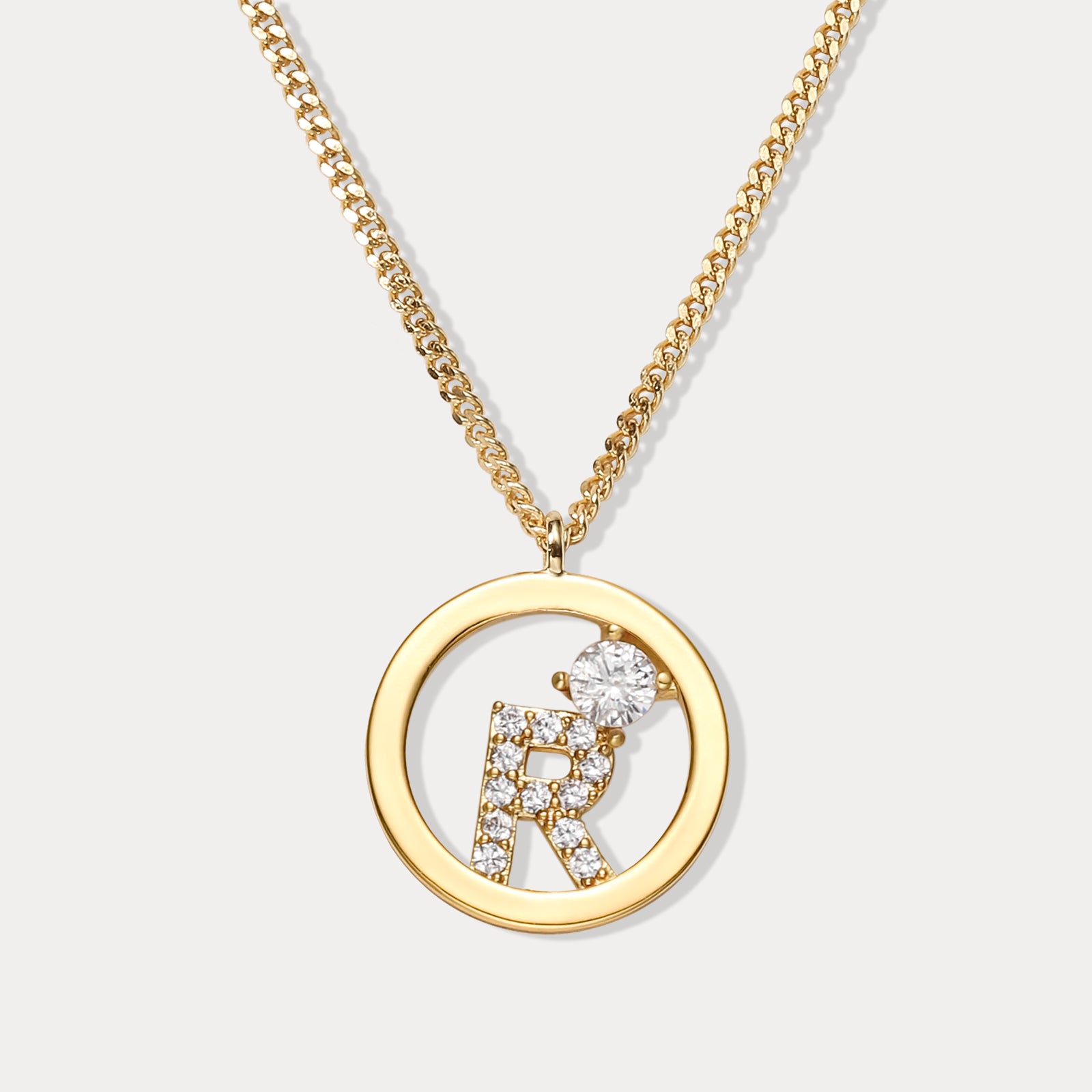 Diamond Letter R Chain Necklace