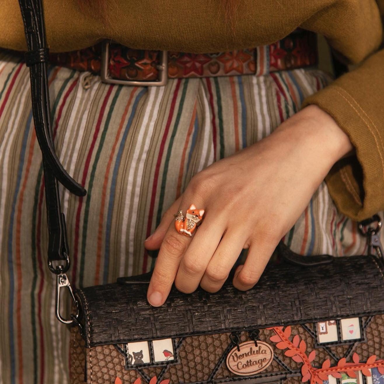 Selenichast Enamel Fox Ring, Fox rings, Animal Ring, 18k Gold Ring ...