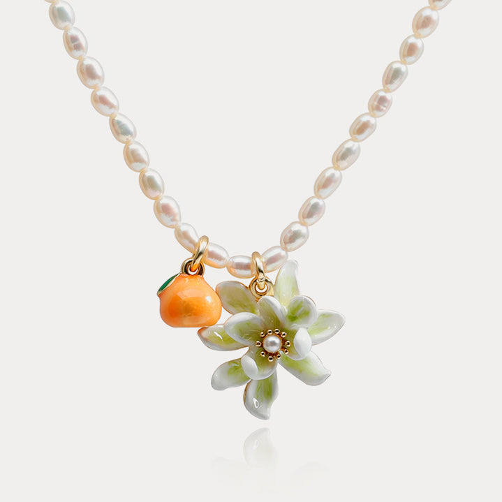 Selenichast citrus gardenia rice bead necklace