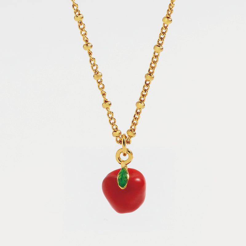 apple fruit enamel necklace