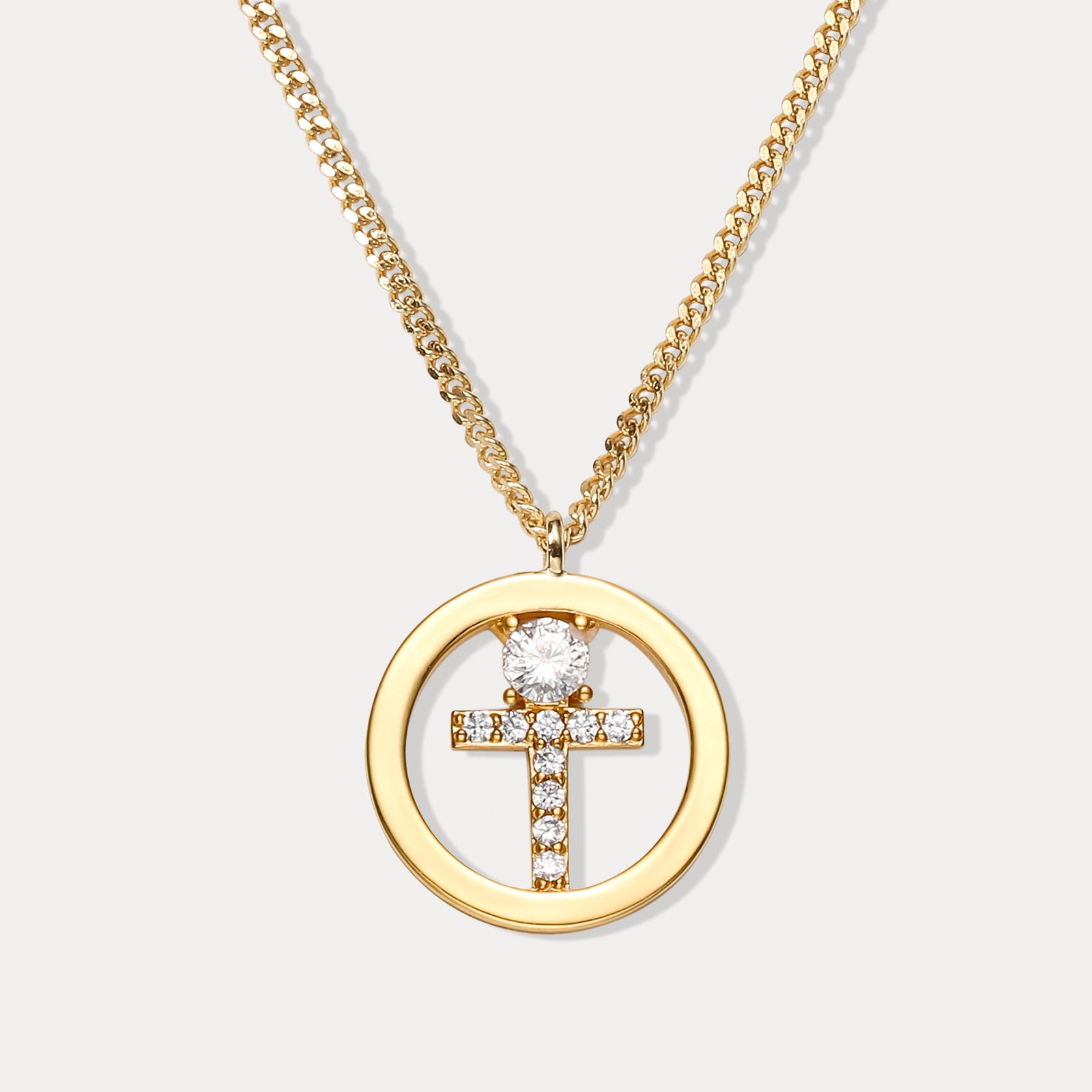 Diamond Letter T Chain Necklace