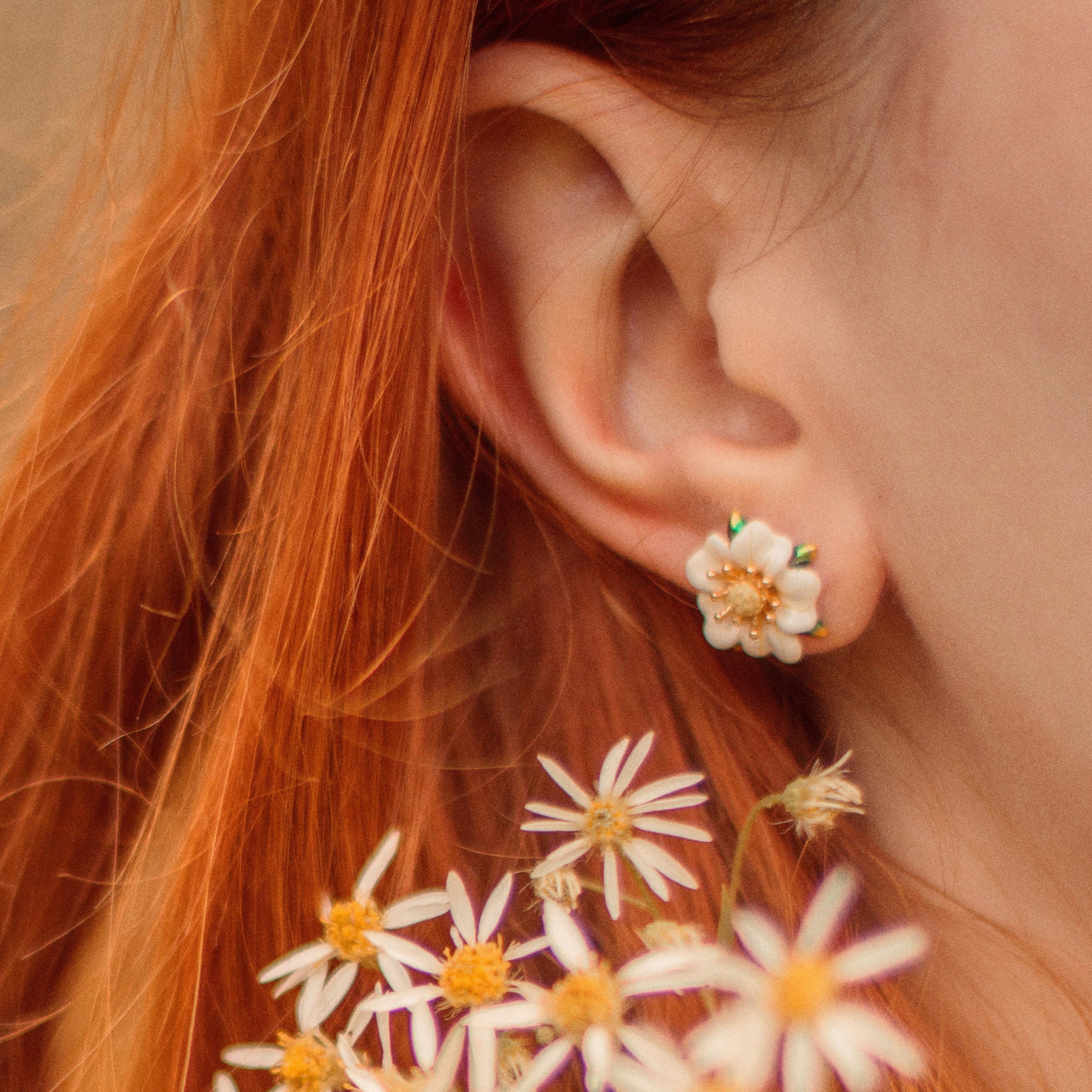 Enamel Strawberry Flower Earrings