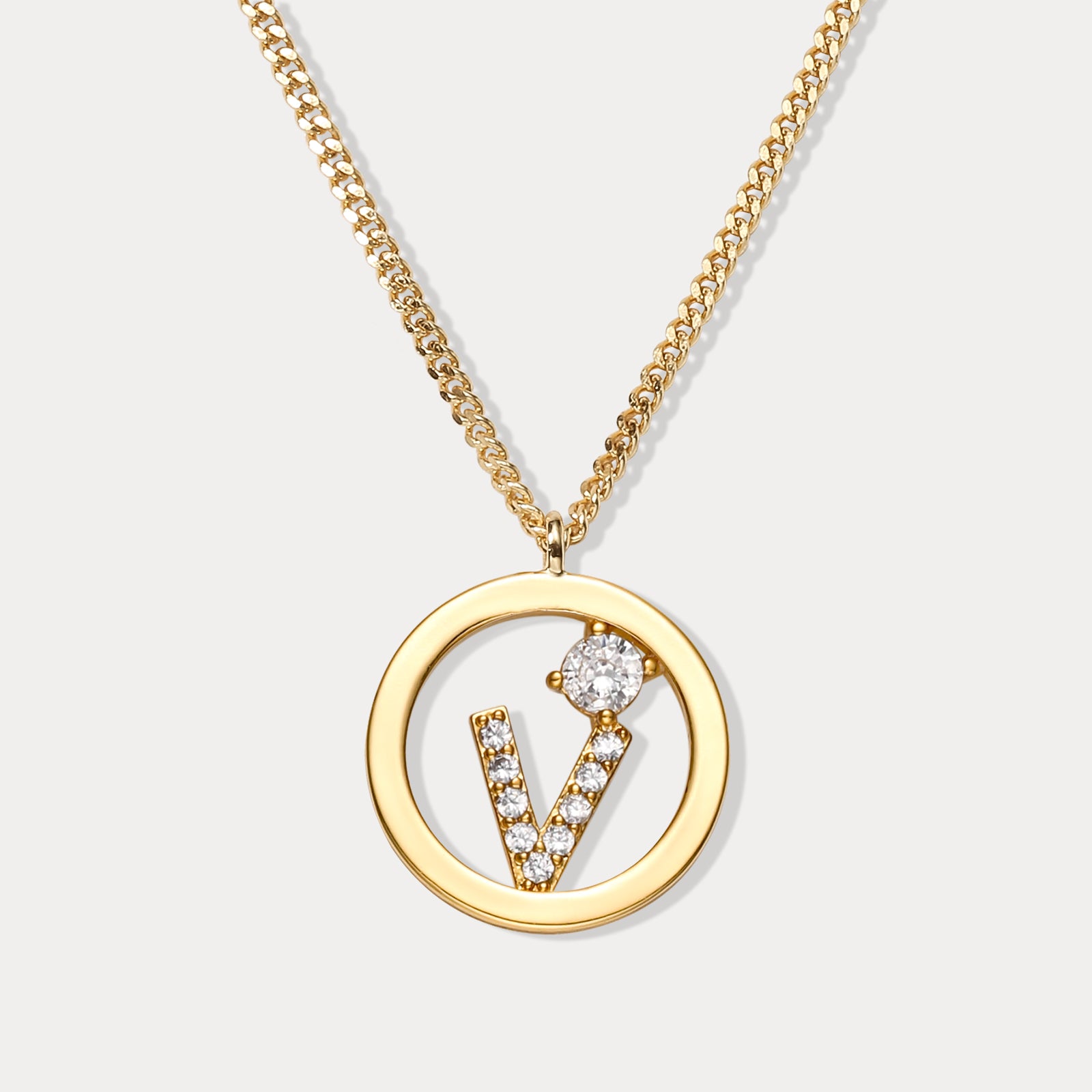 Diamond Letter V Chain Necklace
