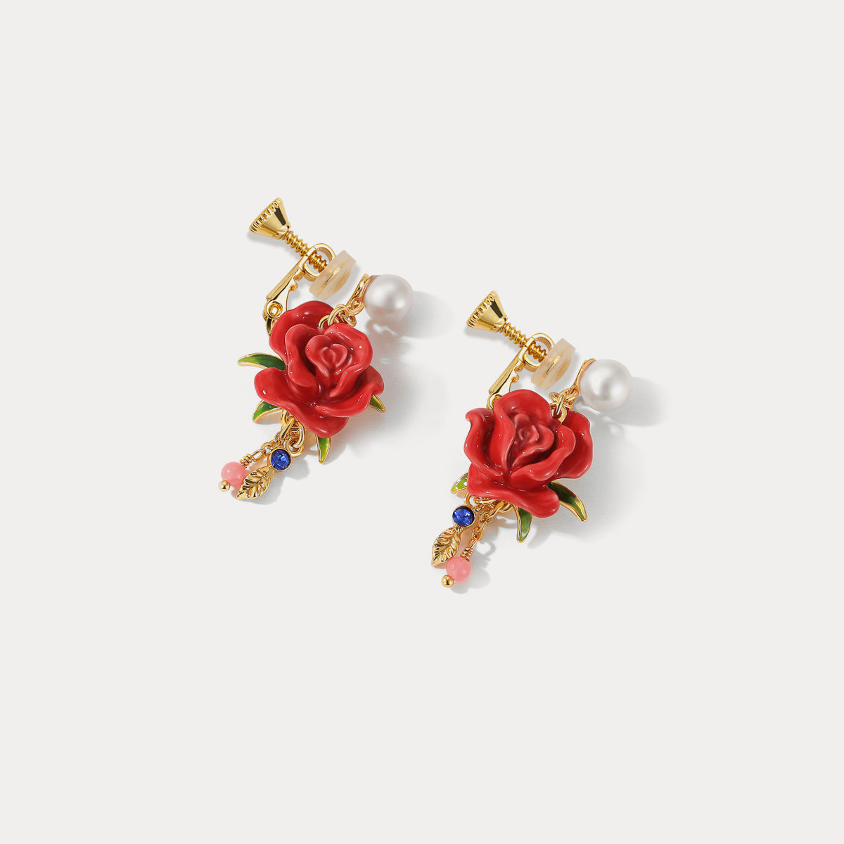 rose clip-on earrings