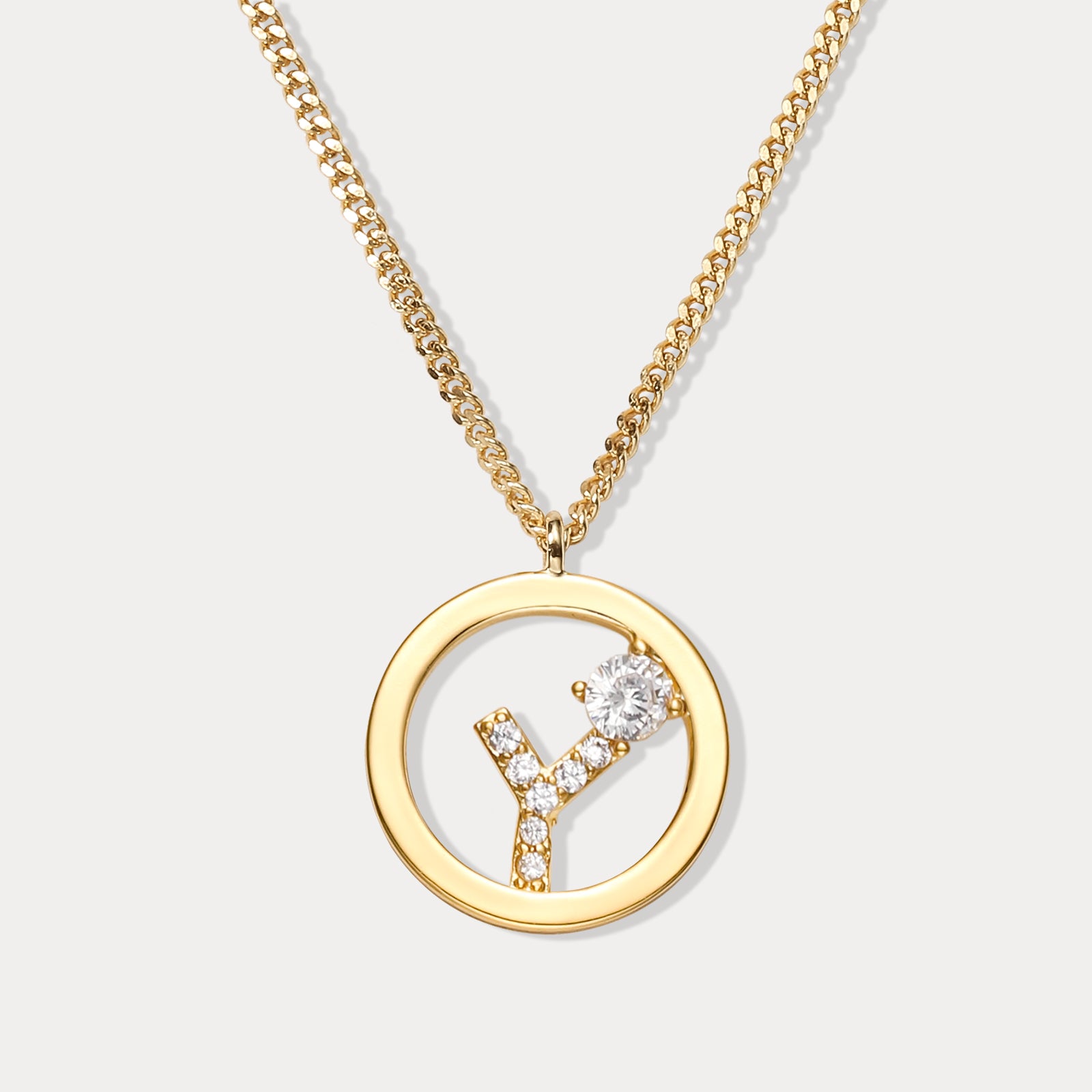 Diamond Letter Y Chain Necklace